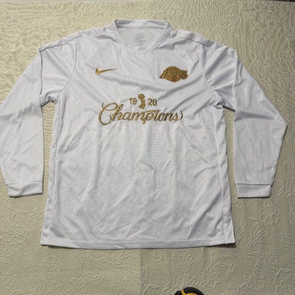 Nike Los Angeles Lakers 2020 NBA Champions Long Sleeve Shooting Shirt Size XXL